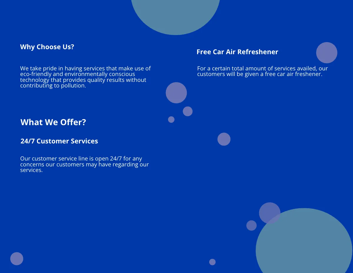Free Car Wash Service Bi-Fold Brochure Template to Edit Online