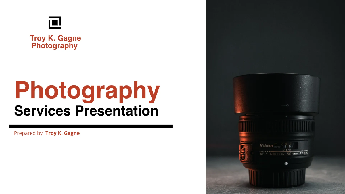 Freelance Photographer Presentation Template to Edit Online