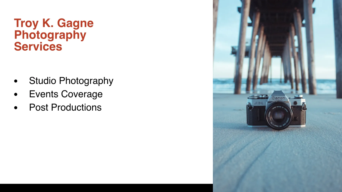 Freelance Photographer Presentation Template to Edit Online