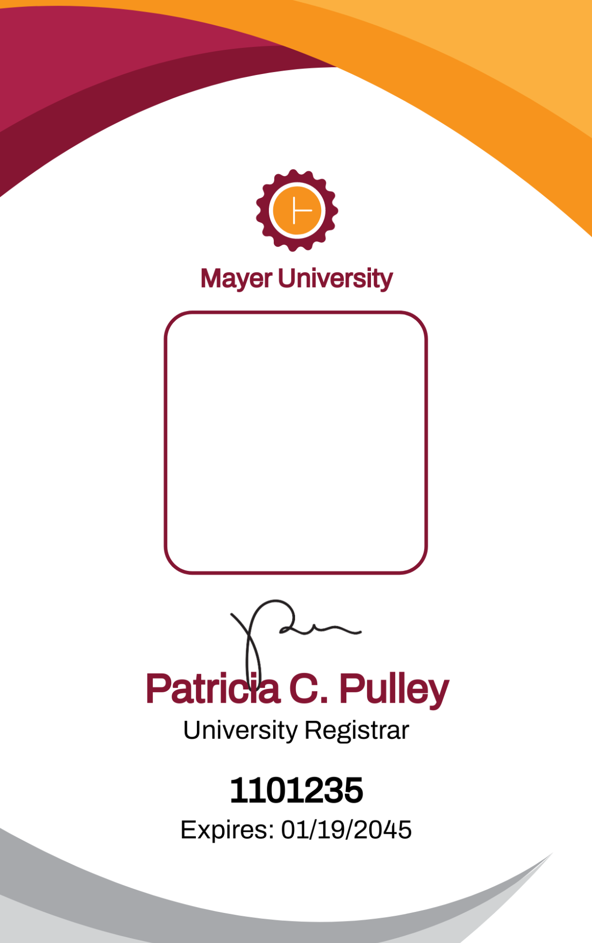 University Employee ID Card Template