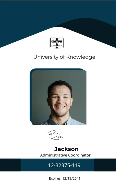 Free University Administrative ID Card Template to Edit Online