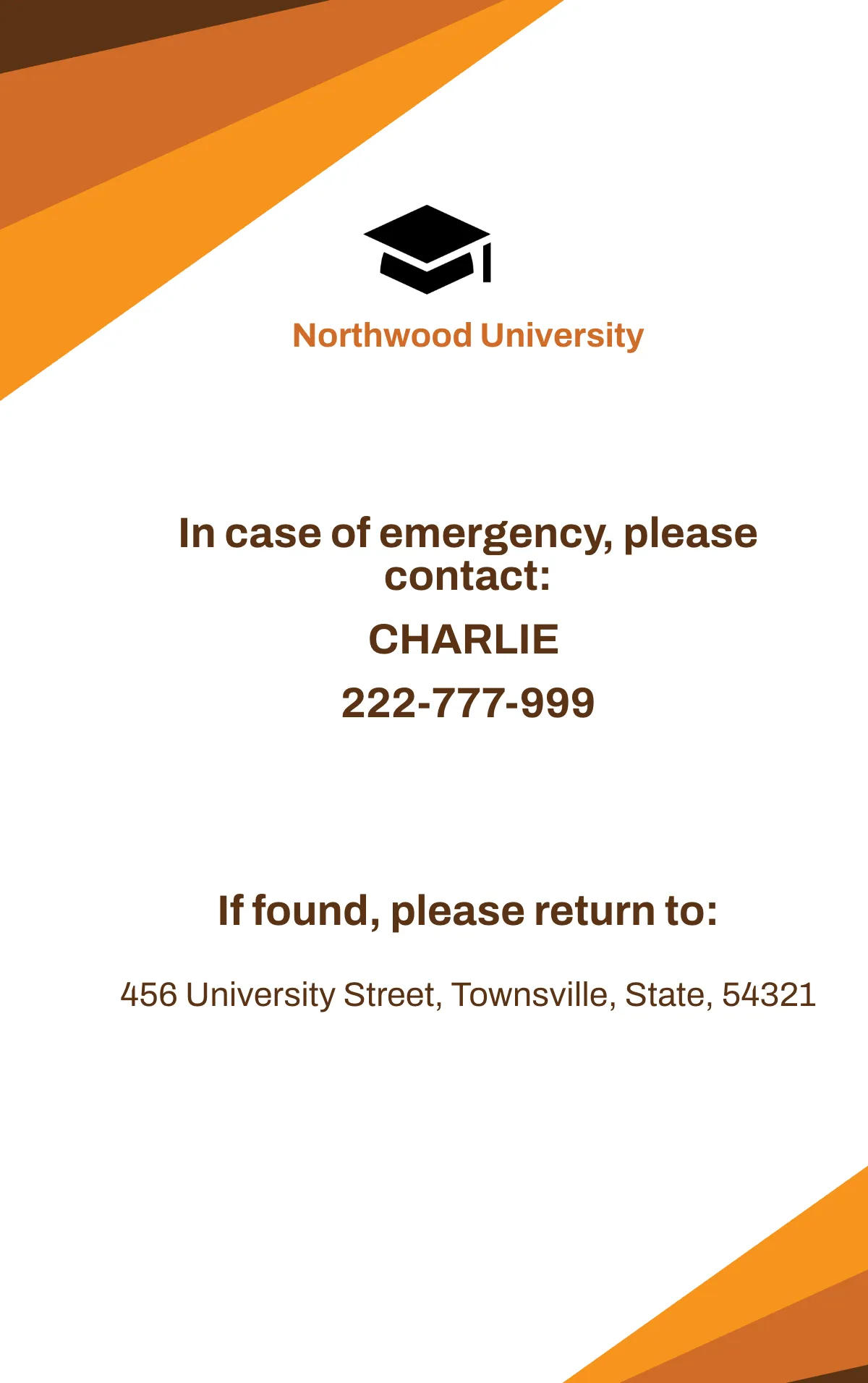 Free University College ID Card Template to Edit Online