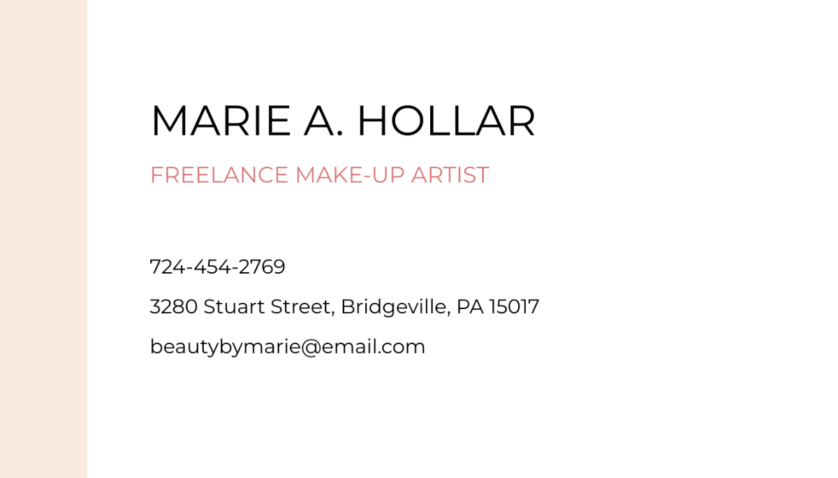 Professional Freelance Makeup Artist Business Card Template