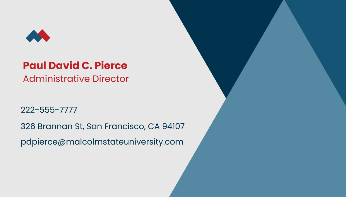 University Administrative Business Card
