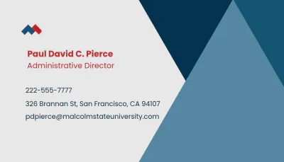 Free University Administrative Business Card Template to Edit Online