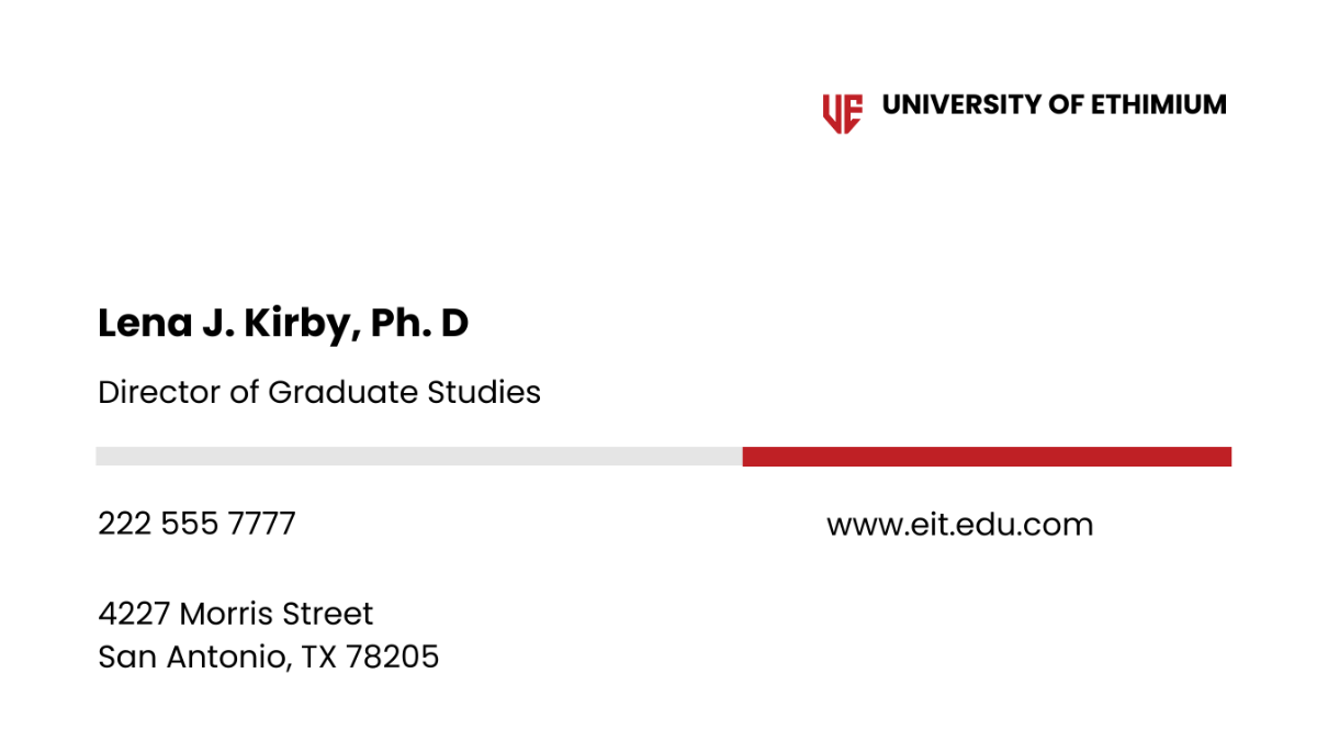 University Graduate Business Card