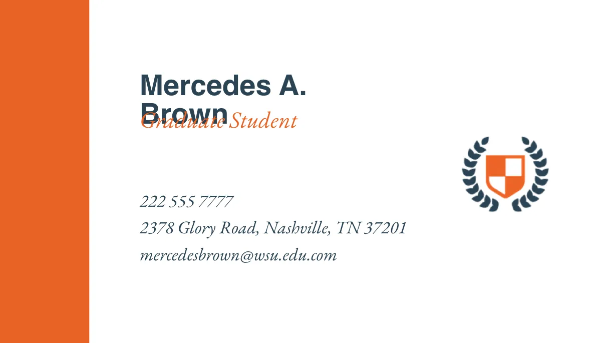Free University Graduate Student Business Card Template to Edit Online