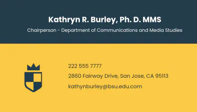 Free University Head Department Business Card Template to Edit Online