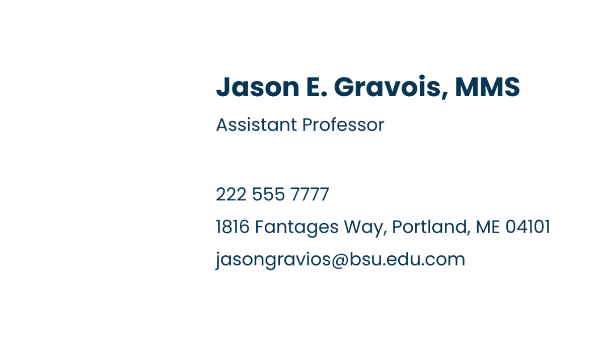 University Assistant Professor Business Card