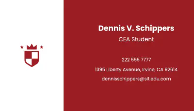 Free University Student Business Card Template to Edit Online
