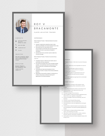 free-claims-adjuster-trainee-resume-template-word-apple-pages