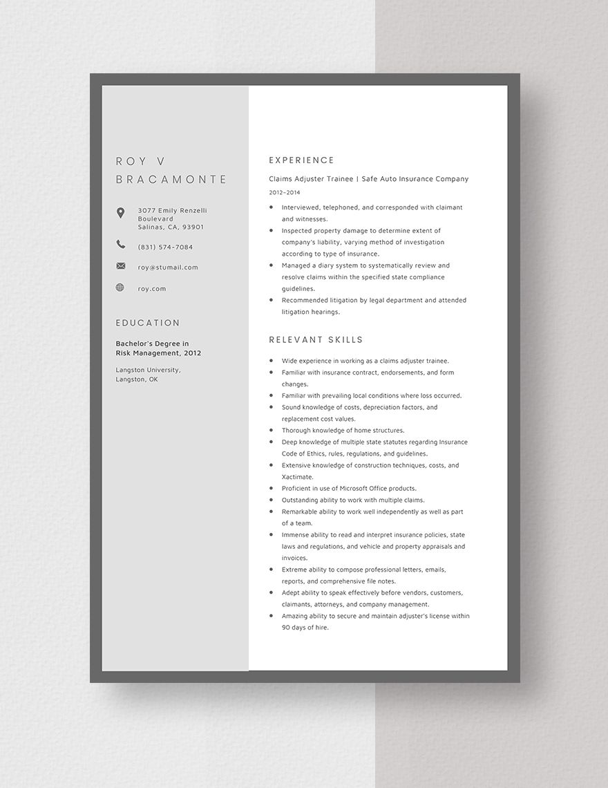 free-claims-adjuster-trainee-resume-download-in-word-apple-pages-template