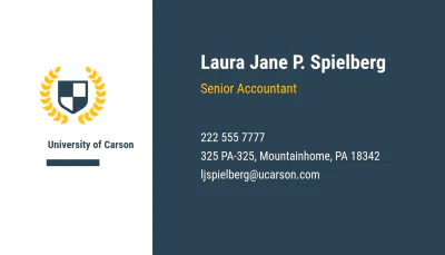 Free University Department Business Card Template to Edit Online