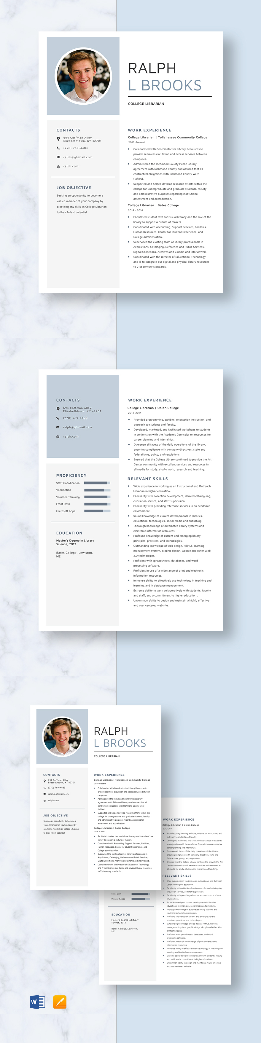 Academic Librarian Resume Template Word Apple Pages Template Net   College Librarian Resume Template 1 