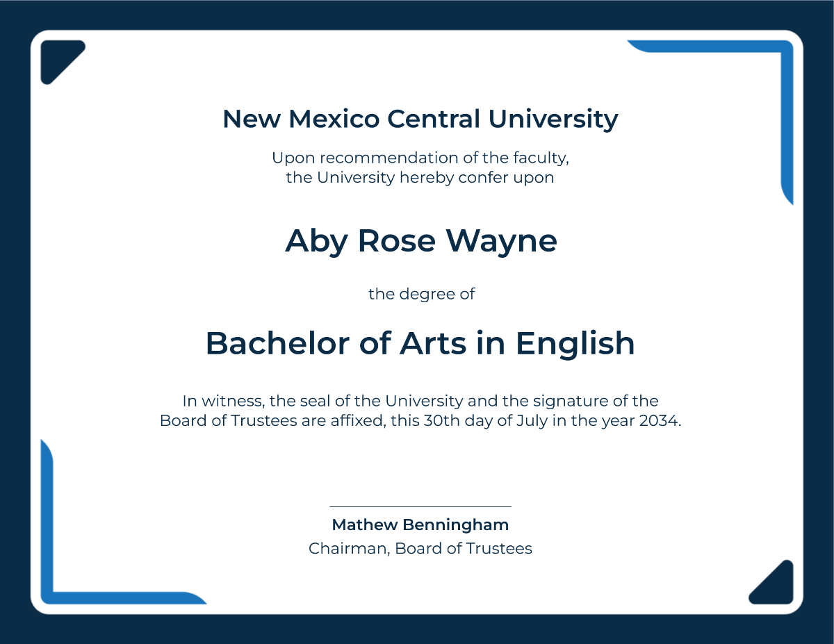 University Diploma Certificate