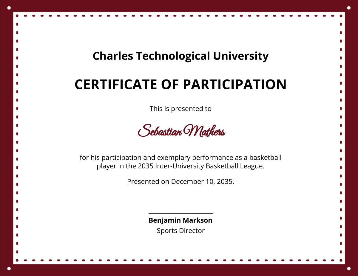 University Sports Certificate