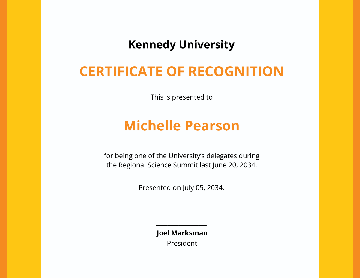 University Award Certificate