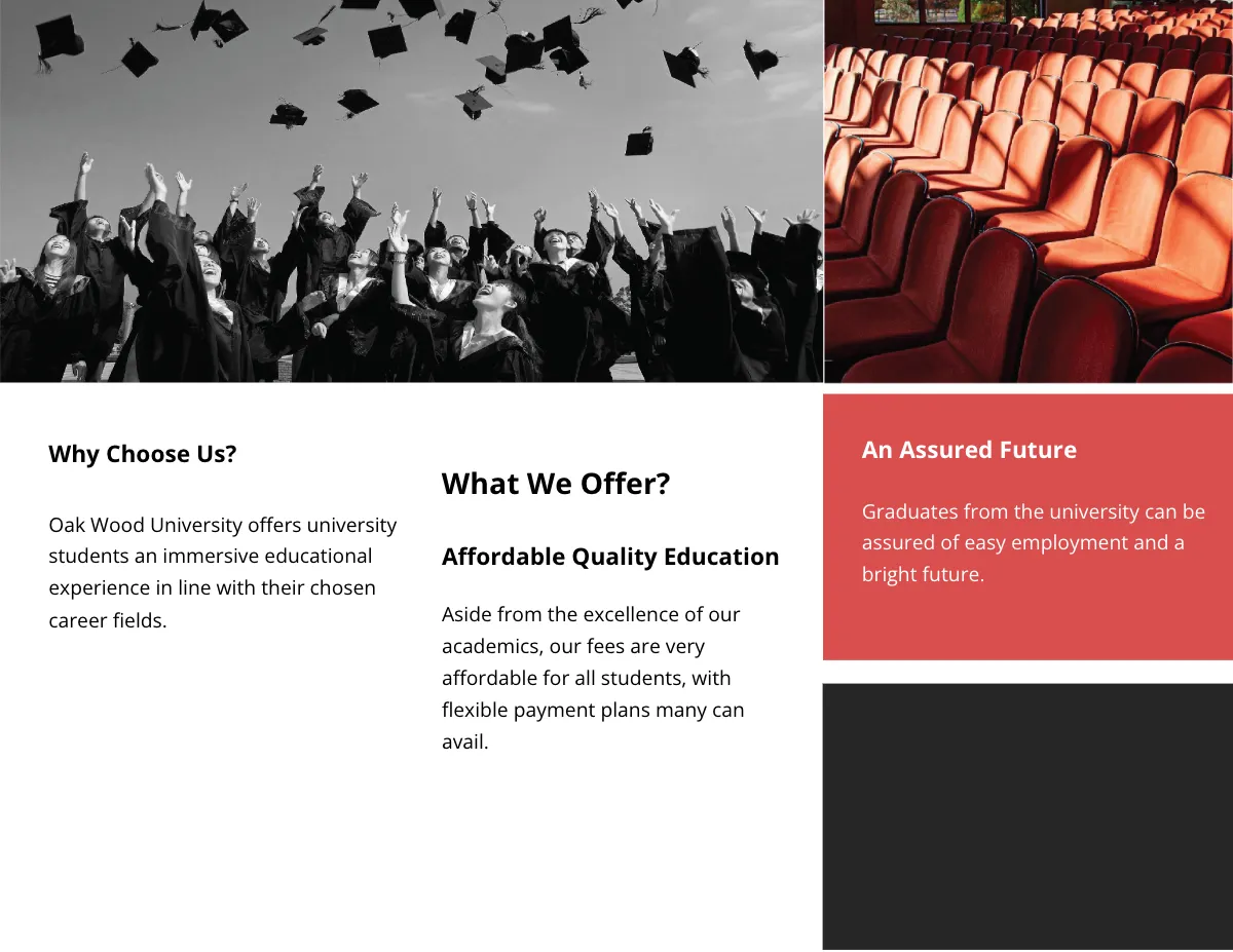 Free Tri-Fold University Graduation Brochure Template to Edit Online
