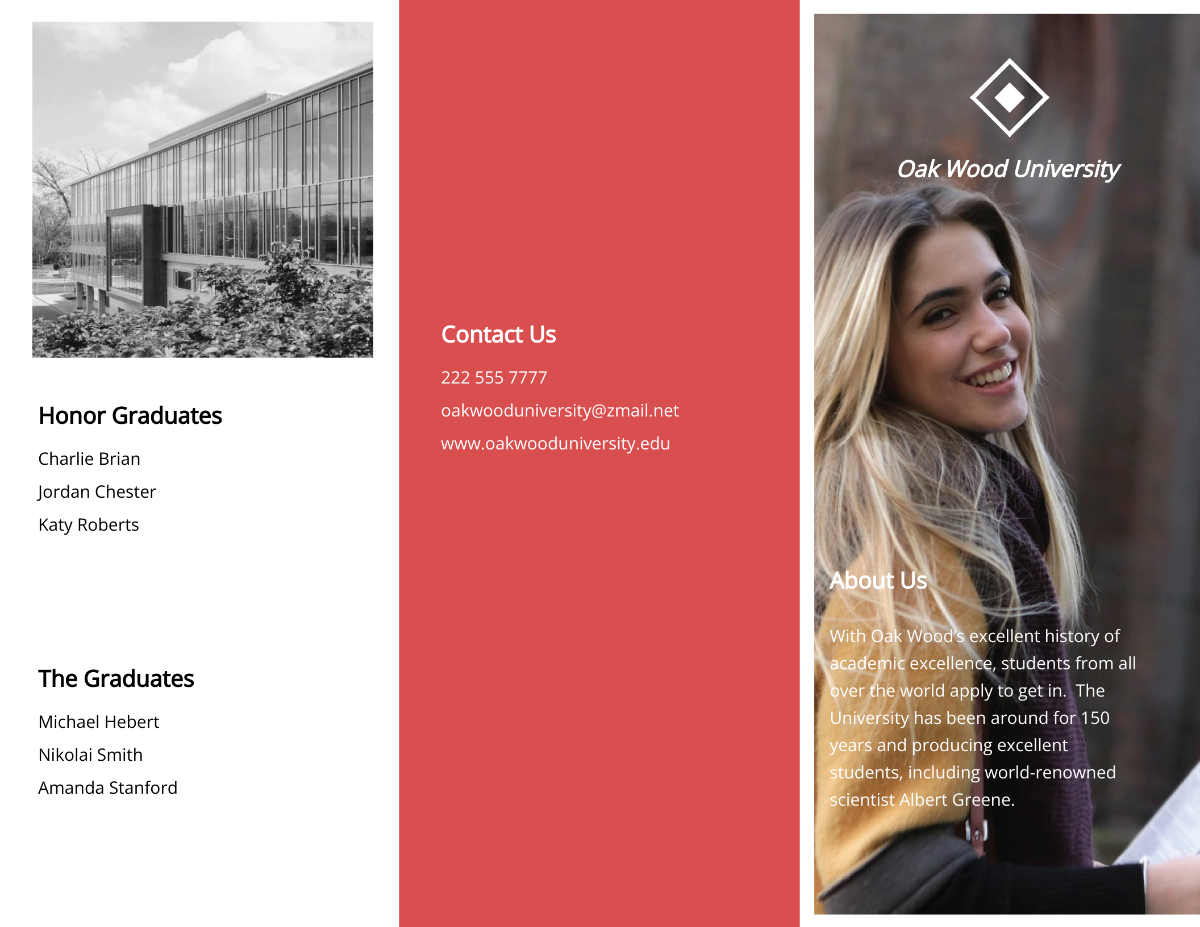Free Tri-Fold University Graduation Brochure Template