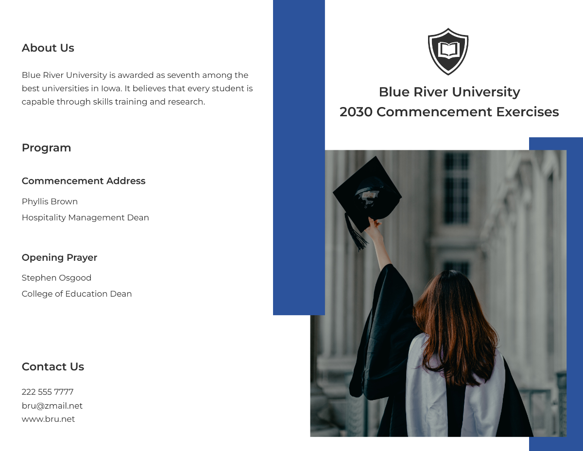 Bi-Fold University Graduation Brochure Template