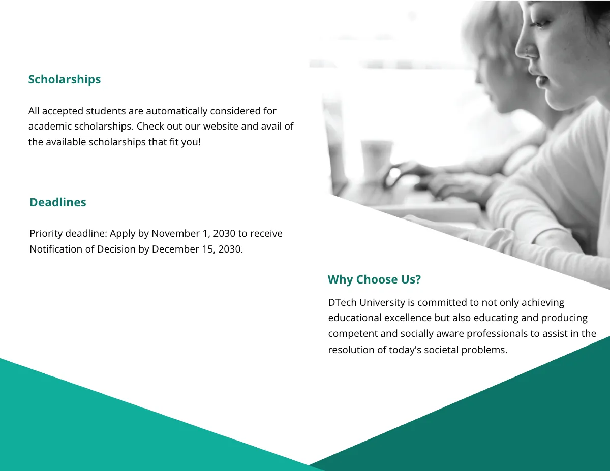 Free Bi-Fold University Admission Brochure Template to Edit Online