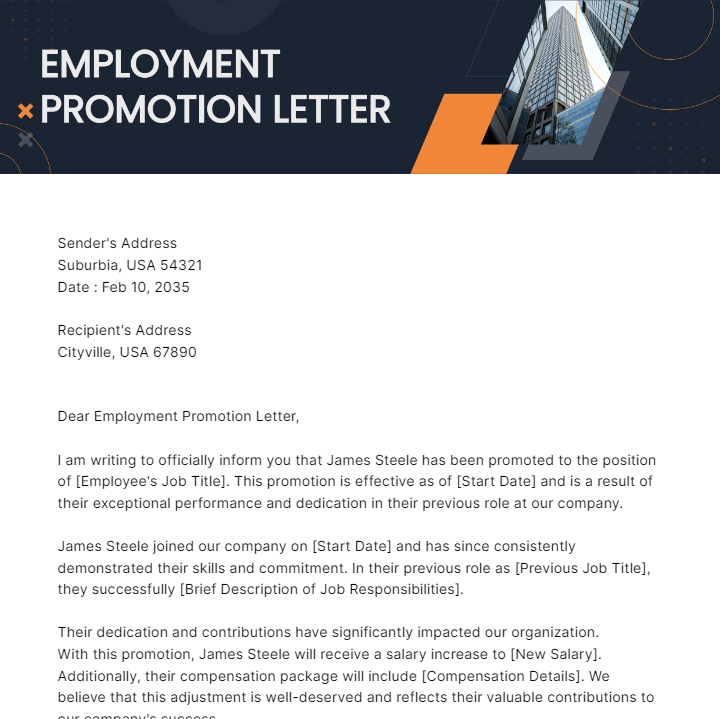 Free Employment Promotion Letter