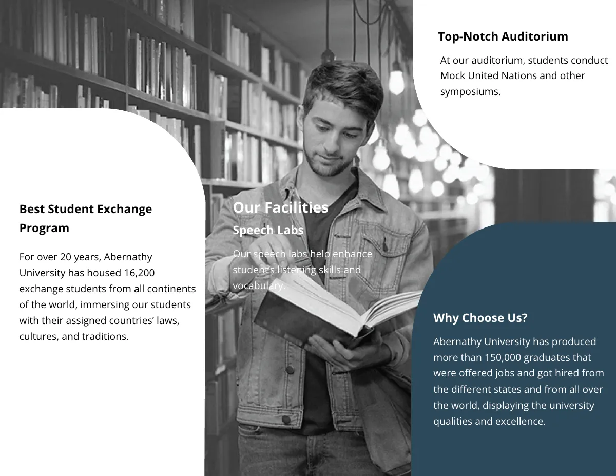 Free Tri-Fold University College Brochure Template to Edit Online