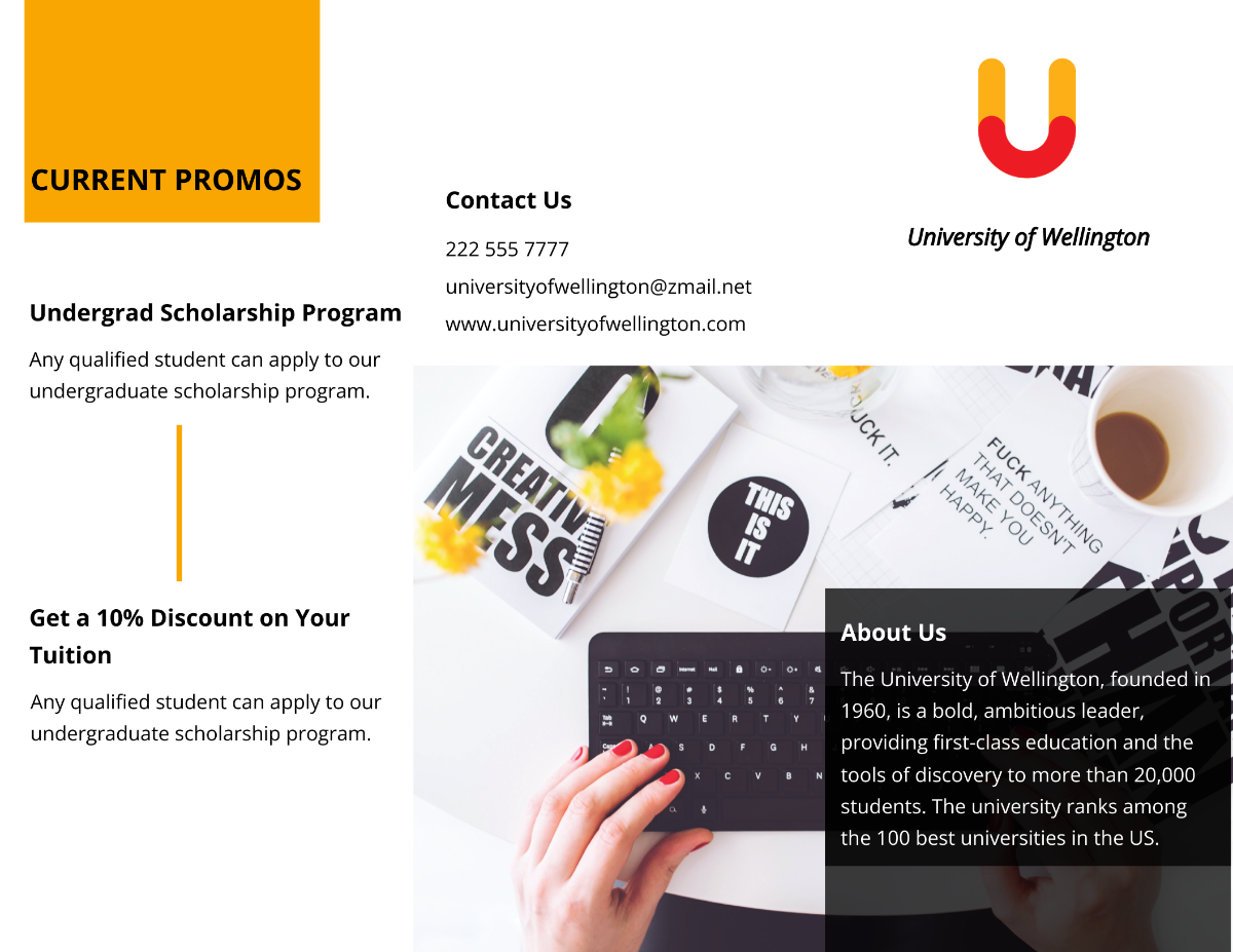 Elegant Tri-Fold University Brochure Template - Edit Online & Download