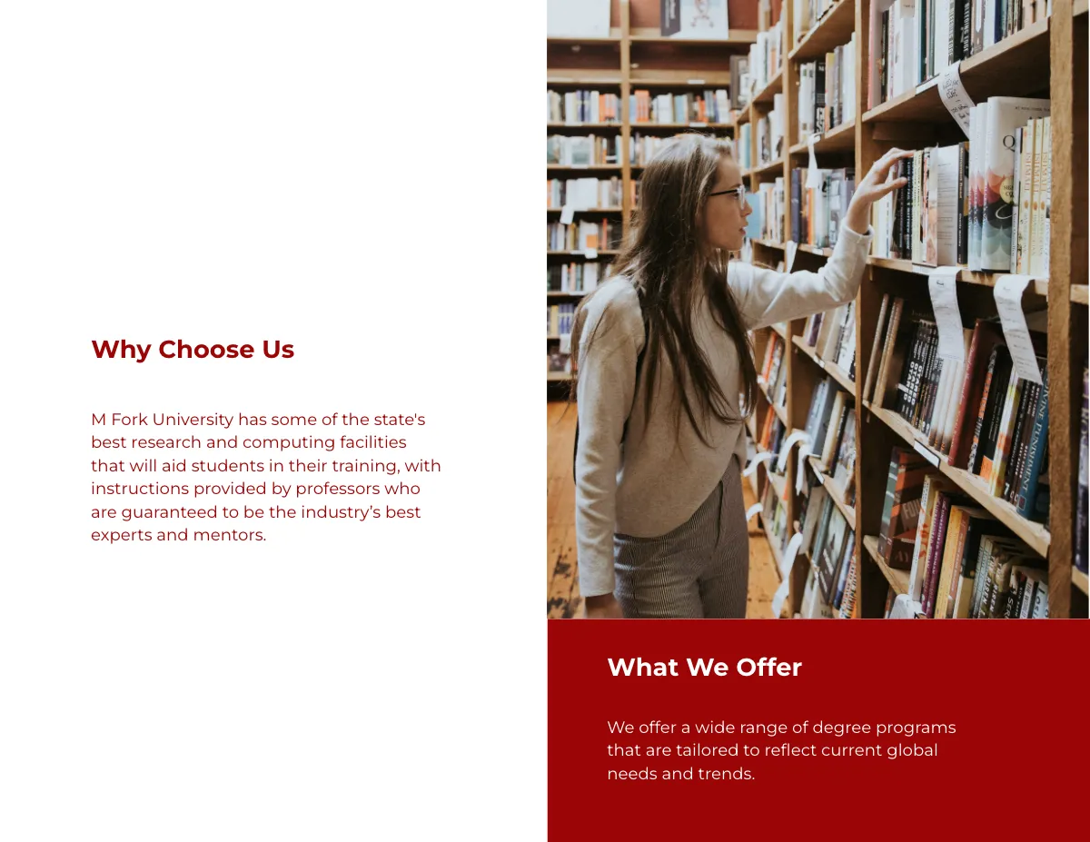Free Elegant Bi-Fold University Brochure Template to Edit Online