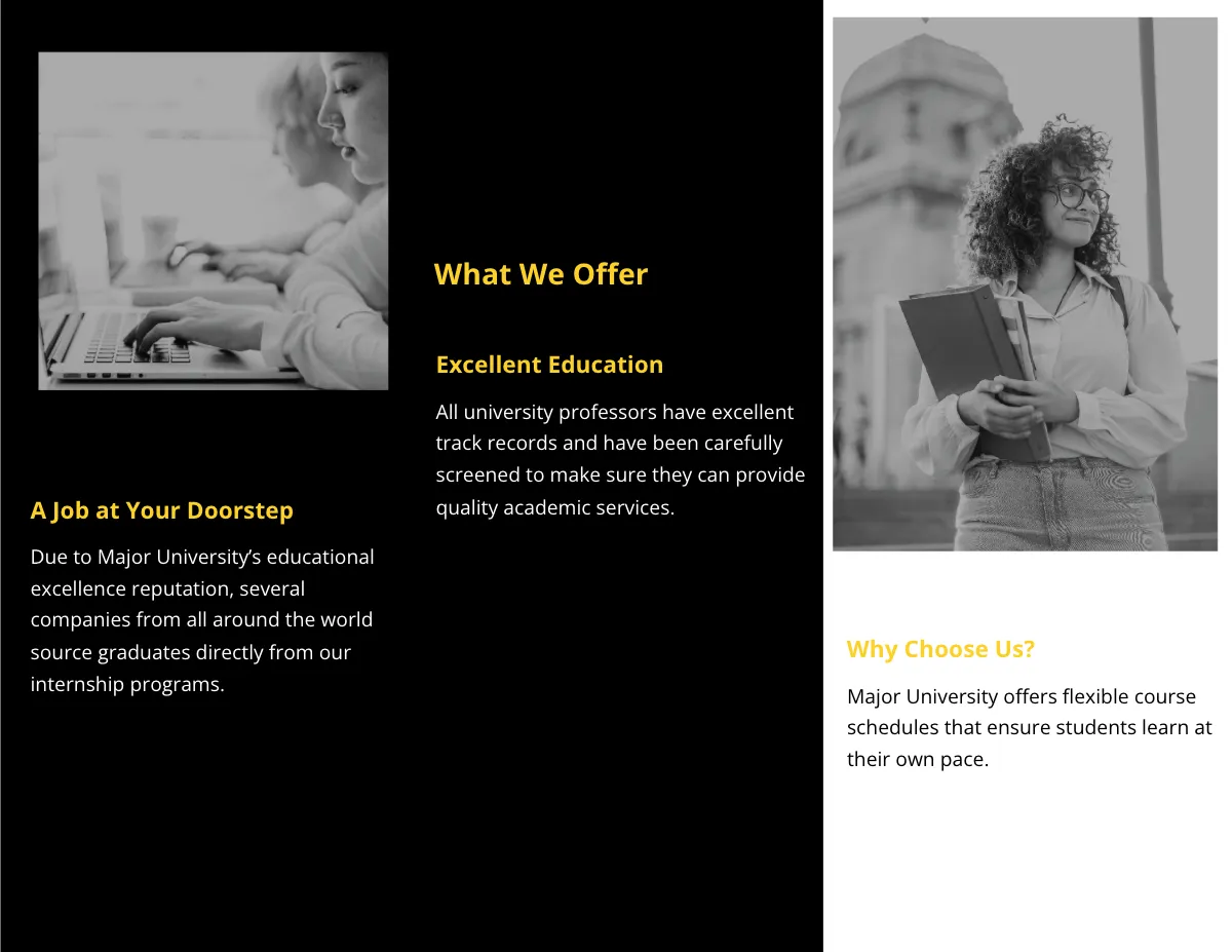 Free Creative Tri-Fold University Brochure Template to Edit Online