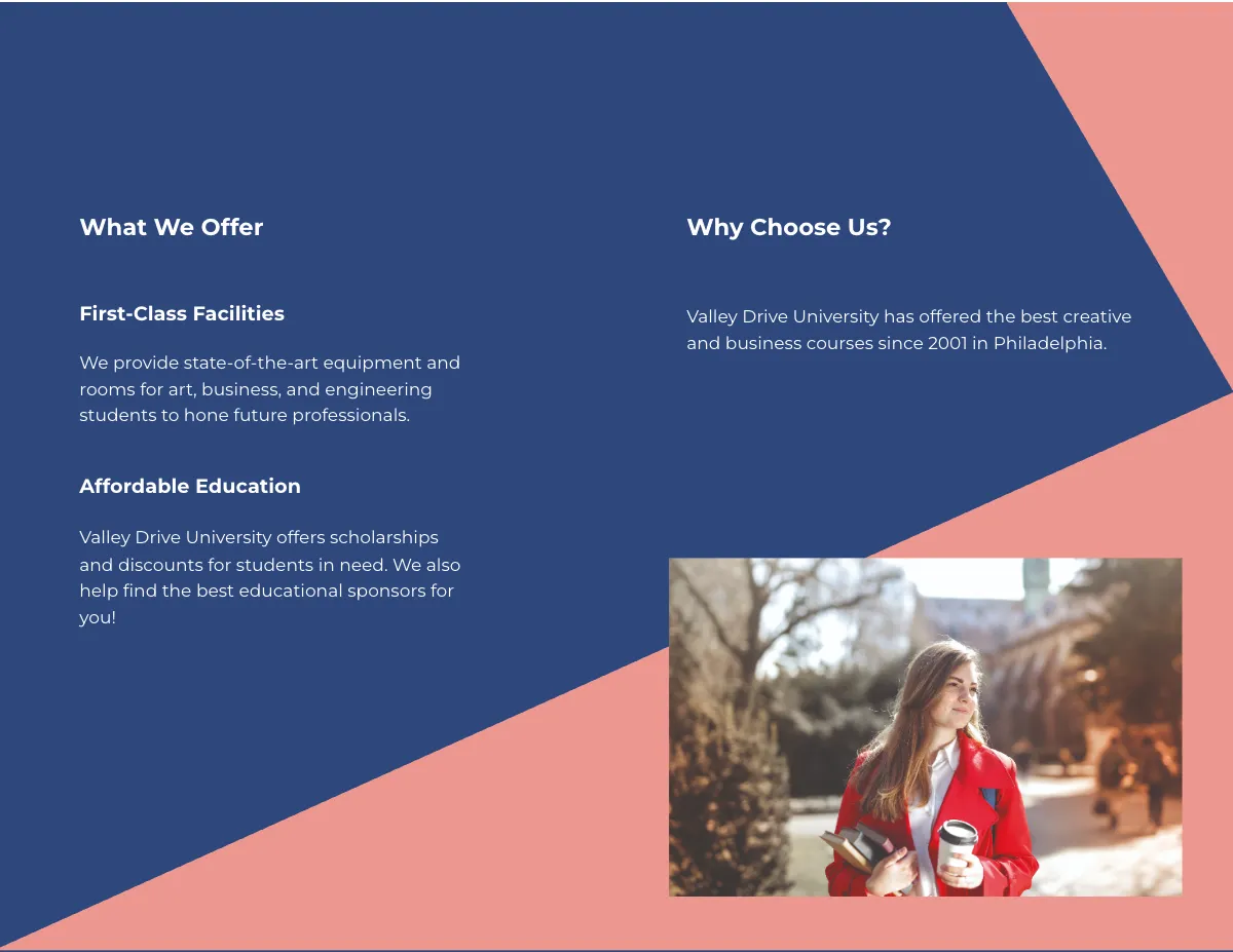Free Creative Bi-Fold University Brochure Template to Edit Online