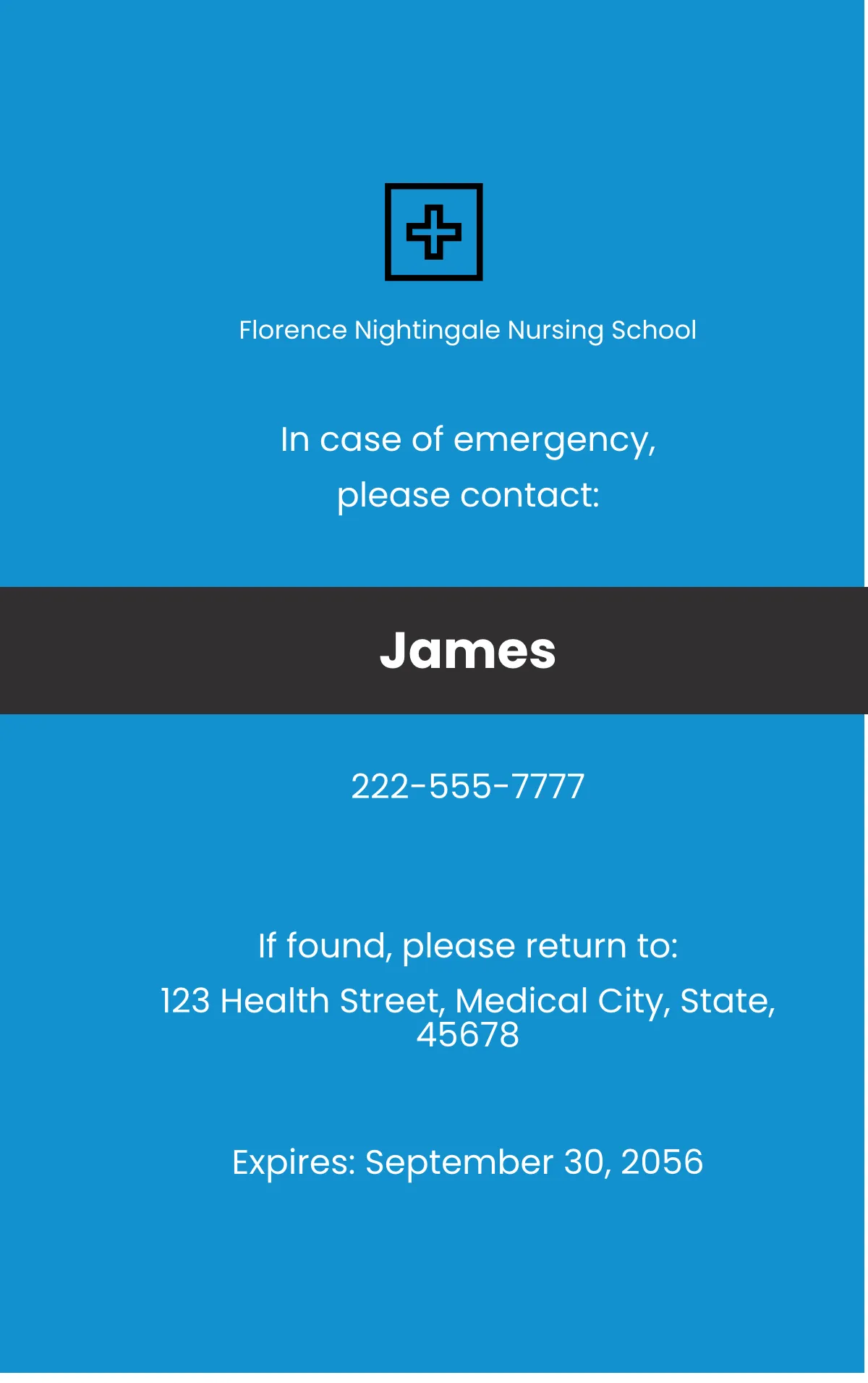 Free Nursing School ID Card Template to Edit Online