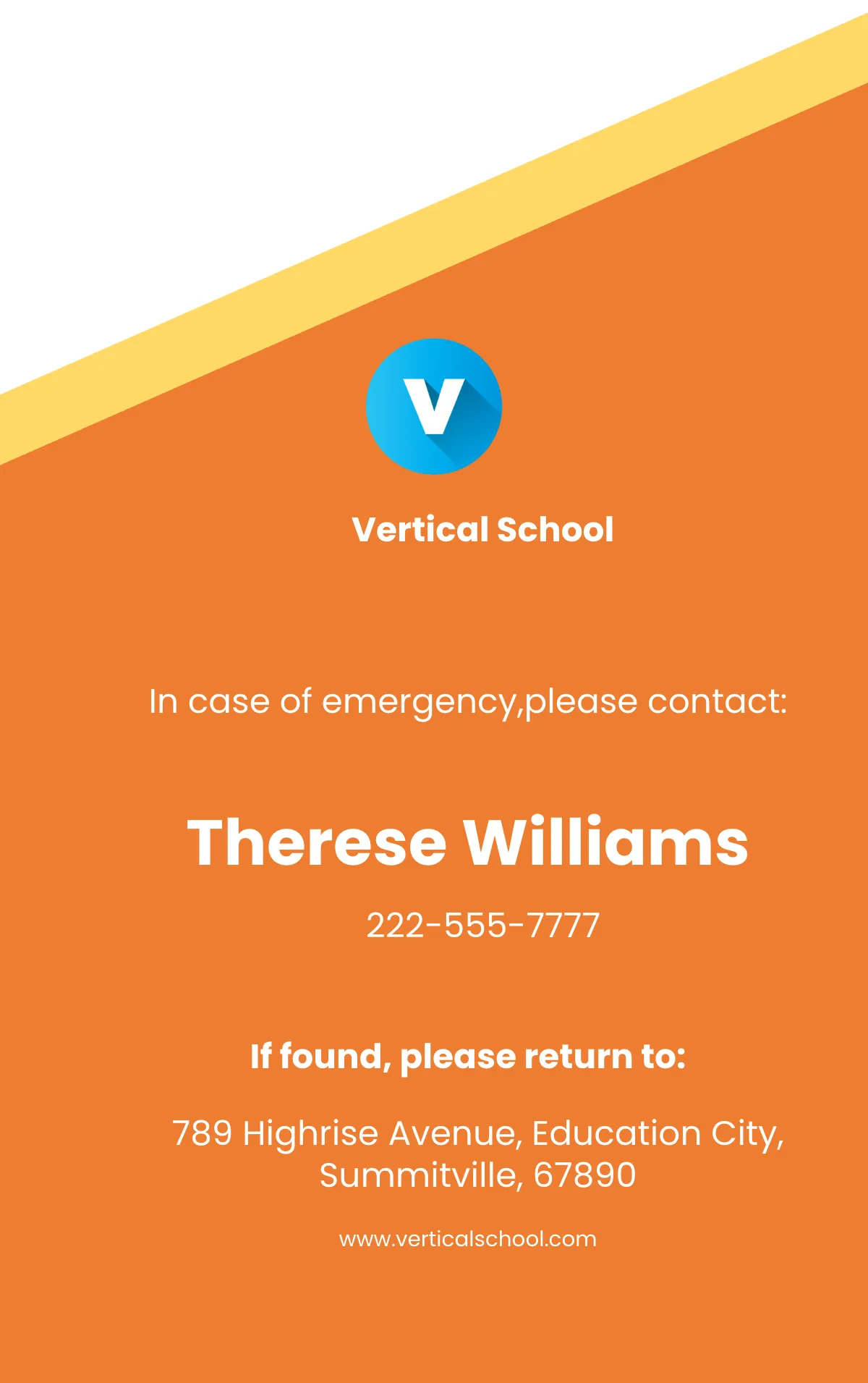 Free Vertical School ID Card Template to Edit Online