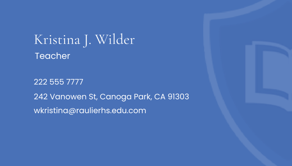 Secondary School Business Card Template