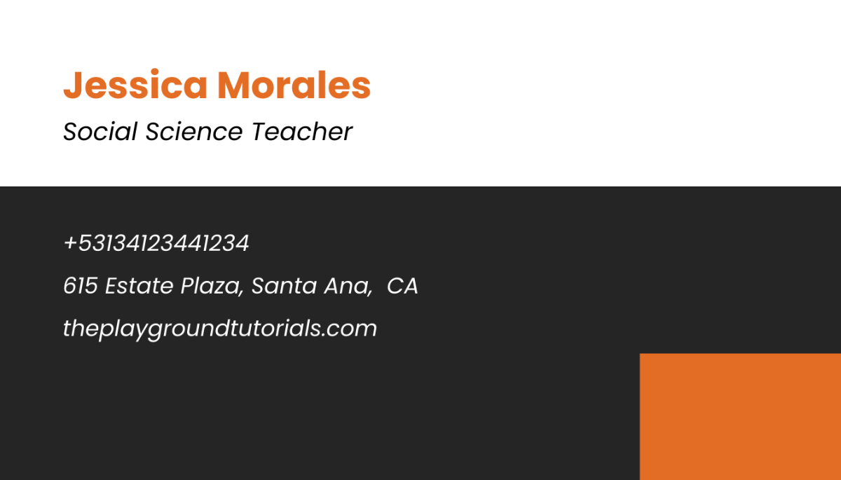 Free Sample Elementary School Business Card Template