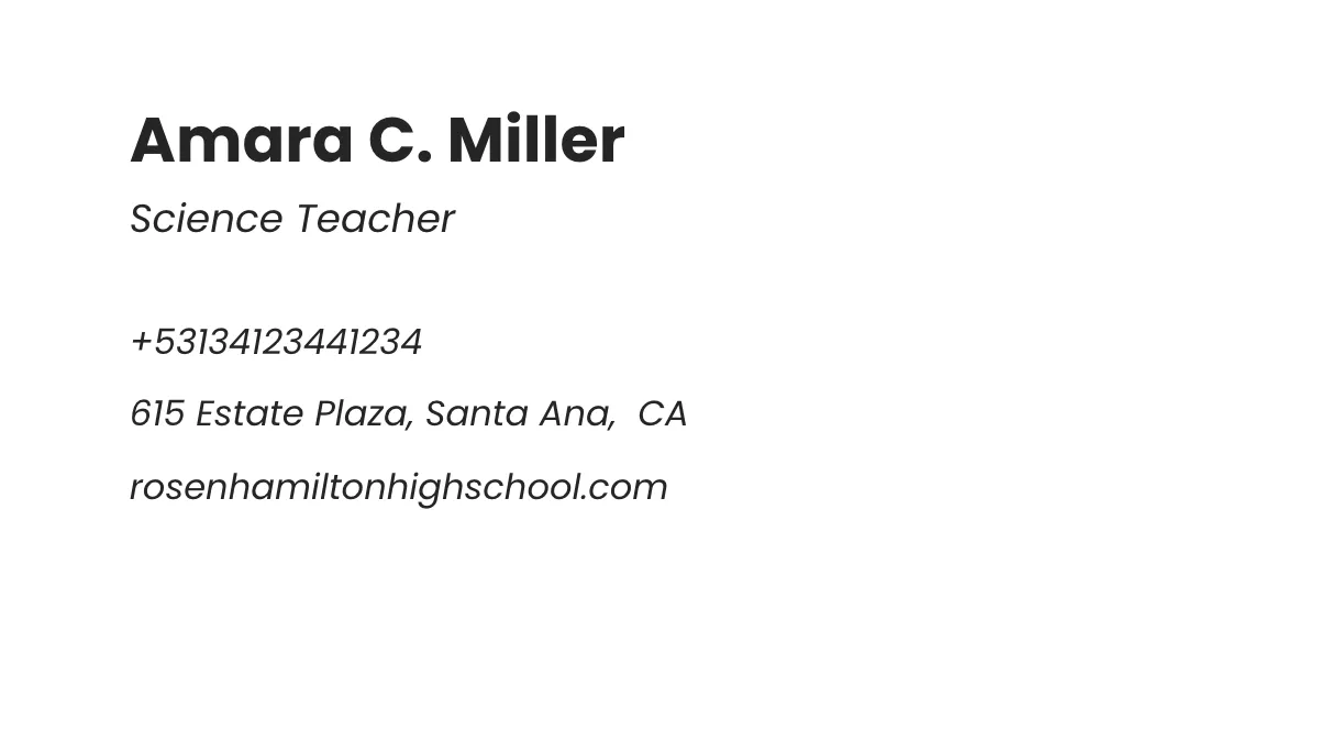 Free Simple School Business Card Template to Edit Online
