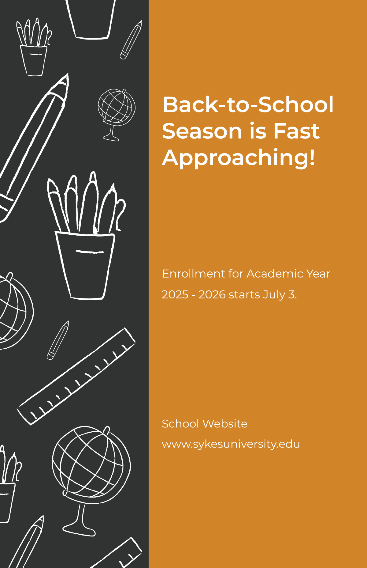 Back To School Enrollment Poster Template