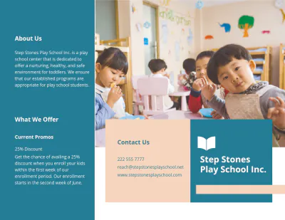 Free Tri-Fold Play School Brochure Template to Edit Online