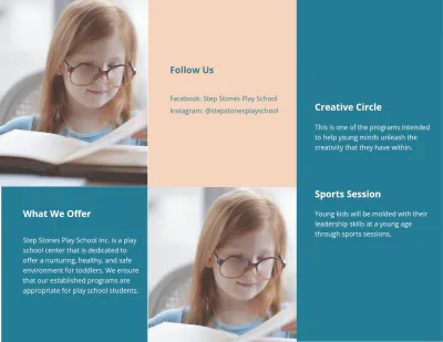 Free Tri-Fold Play School Brochure Template to Edit Online