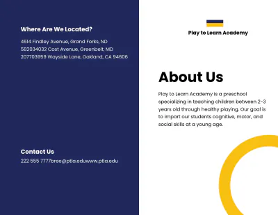Free Bi-Fold Play School Brochure Template to Edit Online