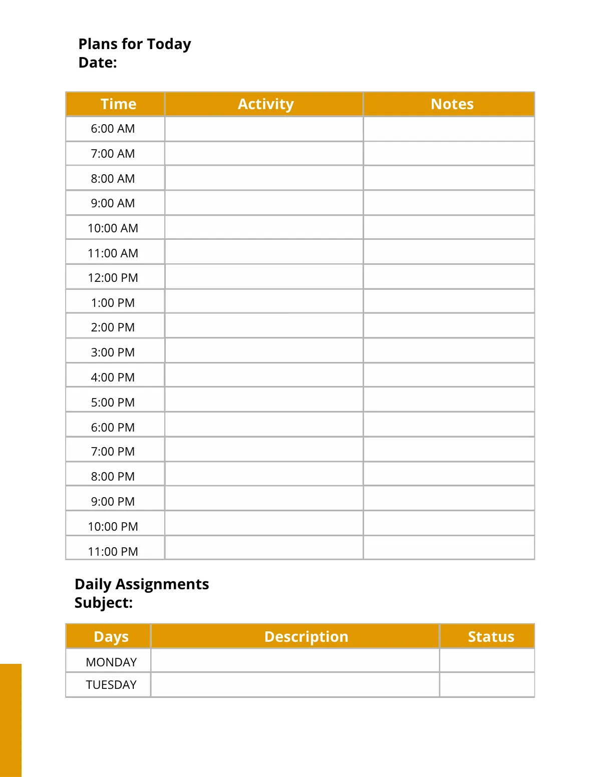 Free School Daily Planner Template to Edit Online