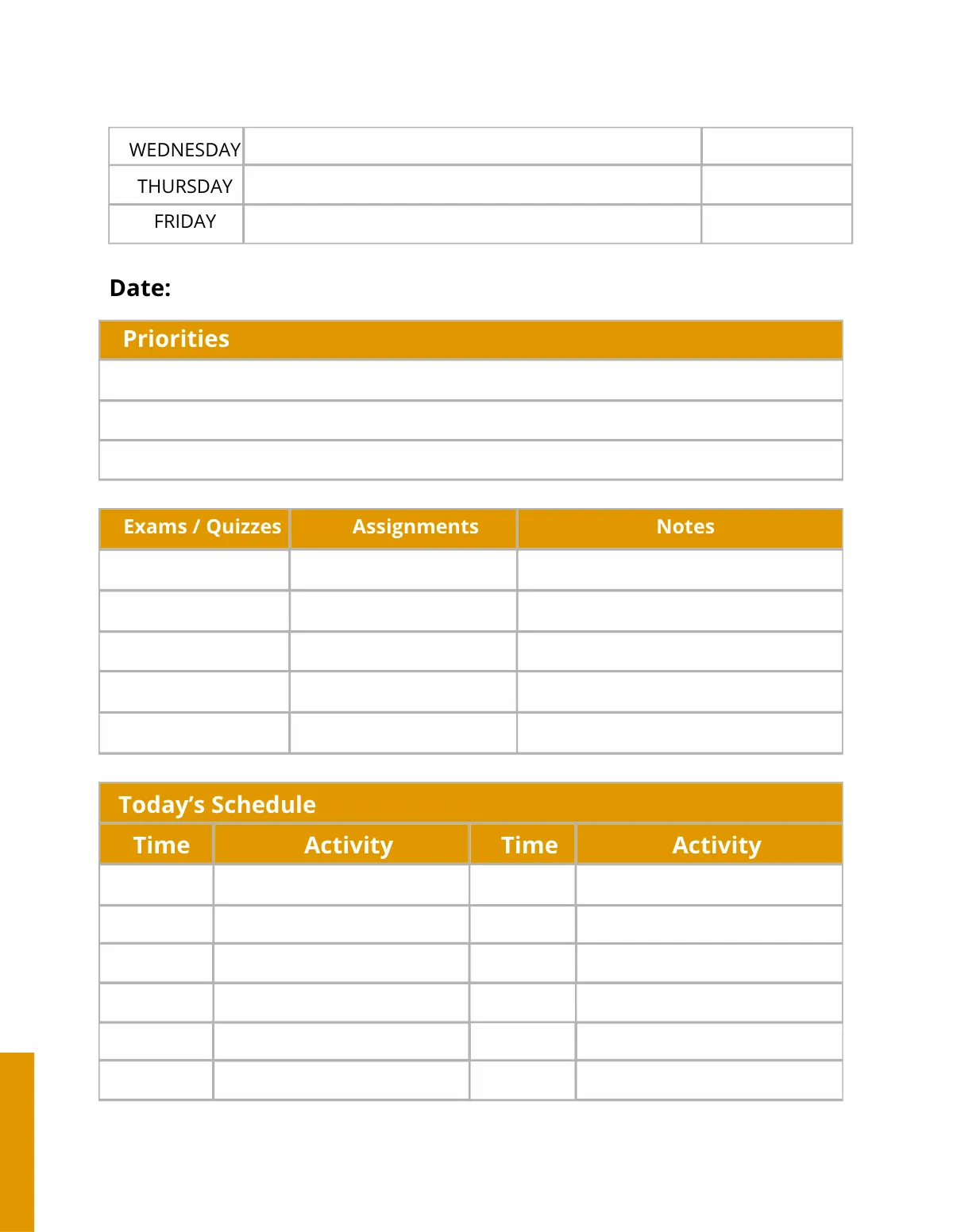 Free School Daily Planner Template to Edit Online