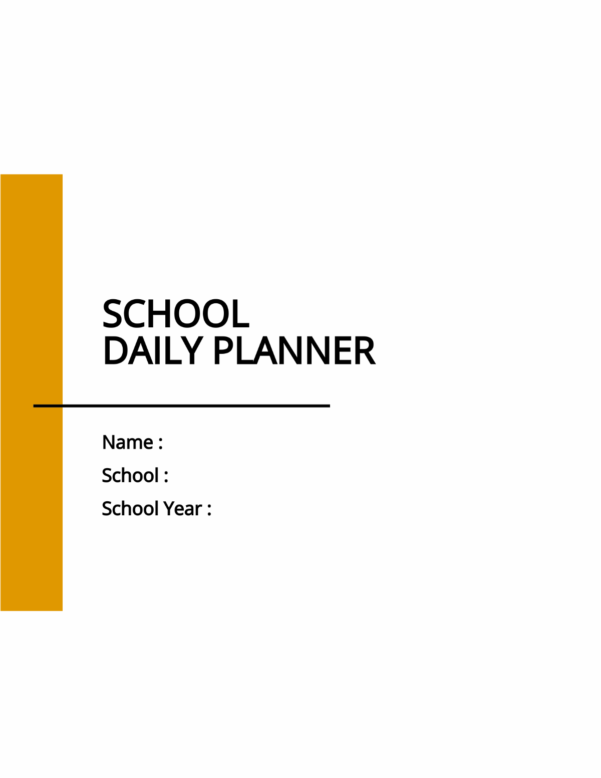 School Daily Planner Template