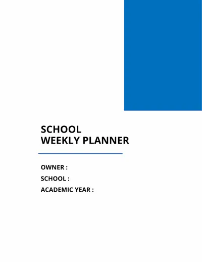 Free School Weekly Planner Template to Edit Online