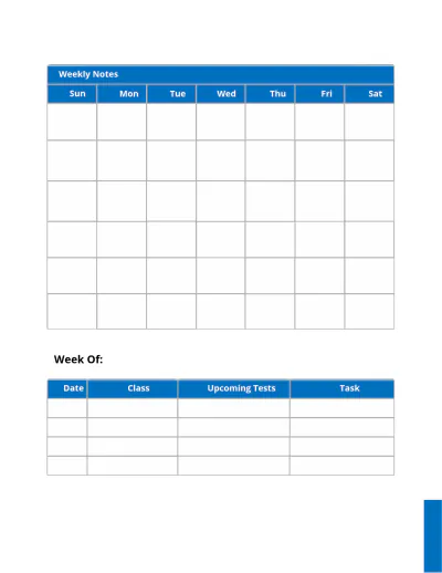 Free School Weekly Planner Template to Edit Online