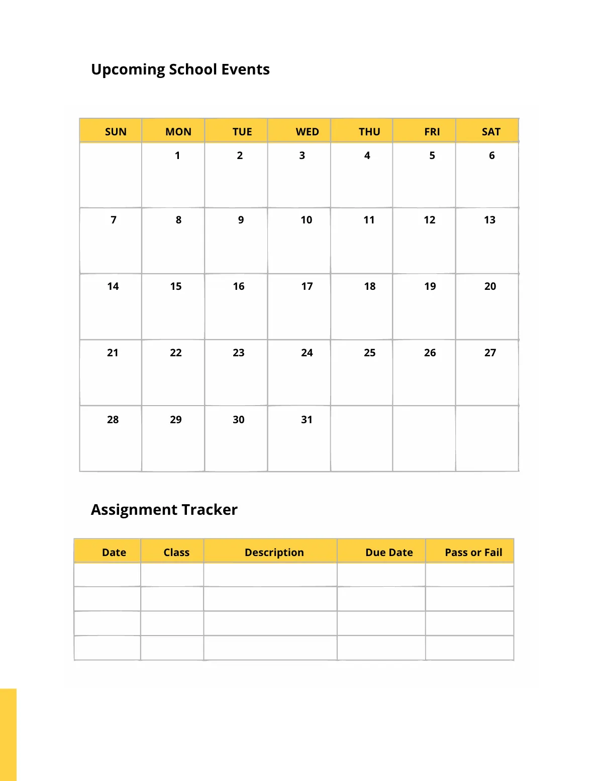 Free Back to School Planner Template to Edit Online