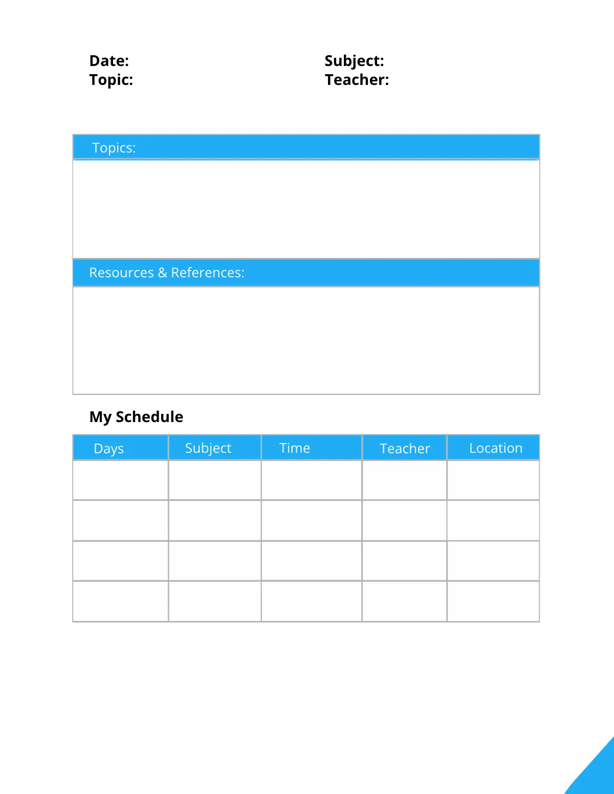 Free Middle School Planner Template to Edit Online