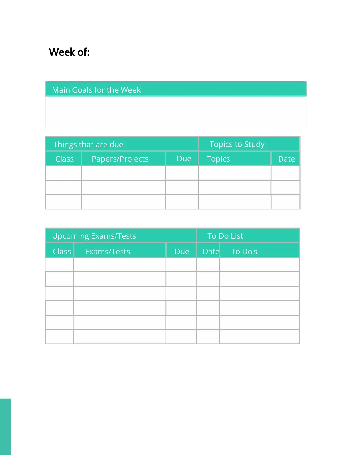Free Nursing School Planner Template to Edit Online