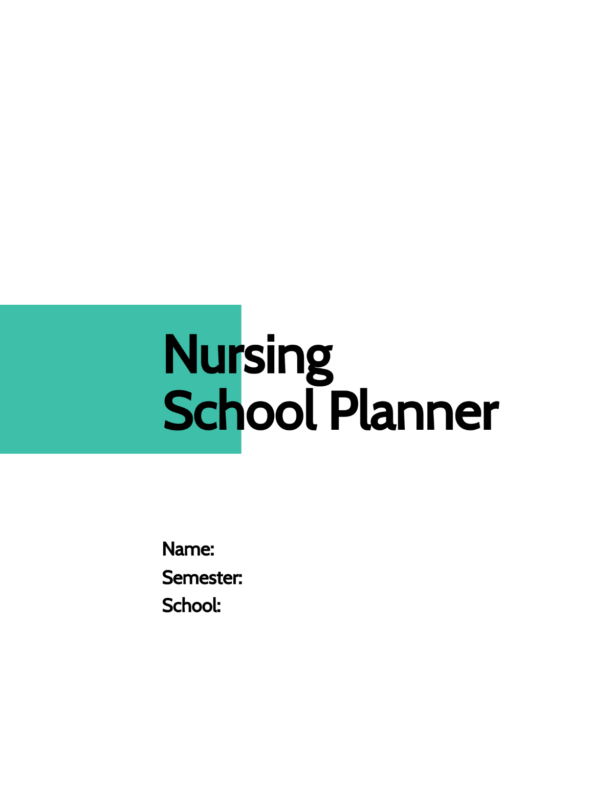 Nursing School Planner Template