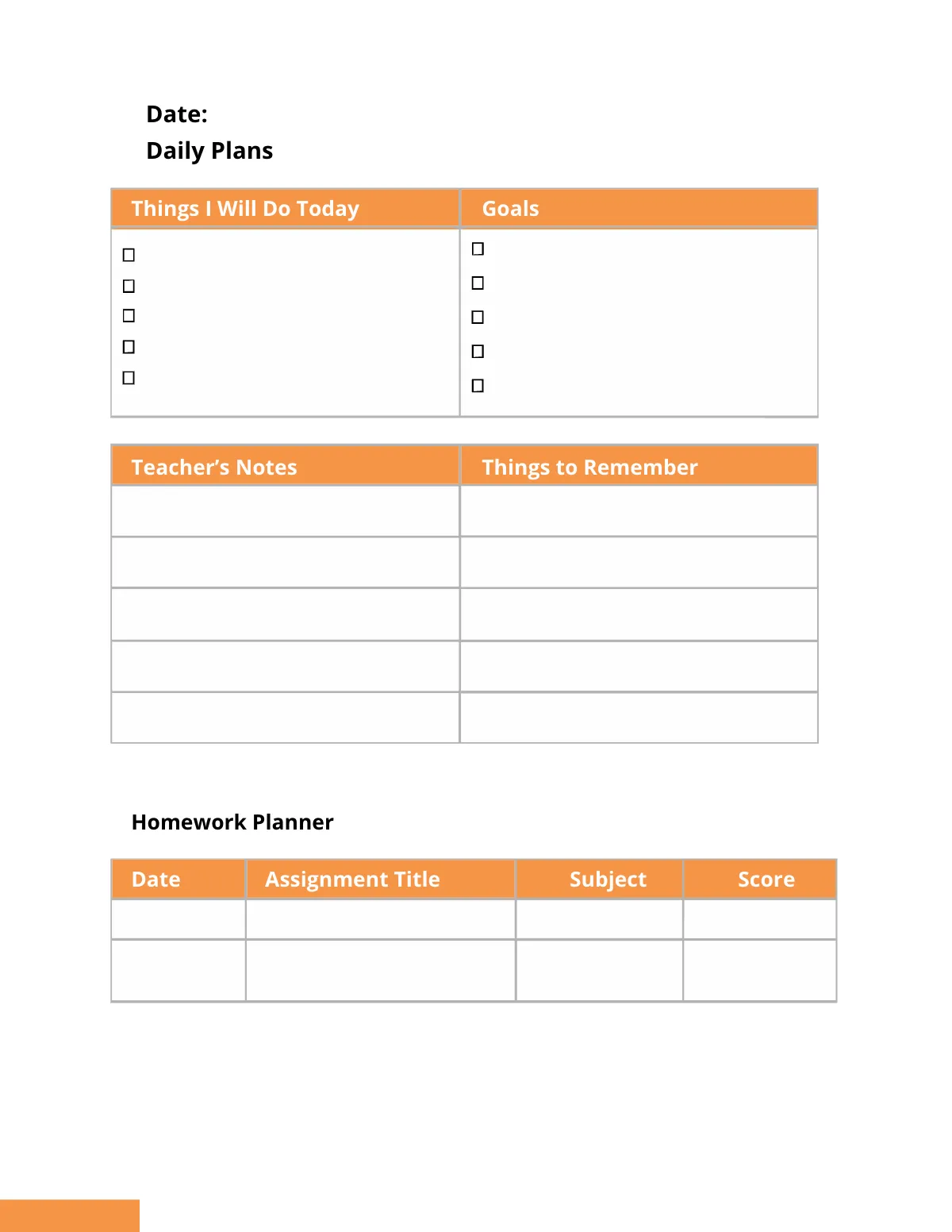 Free Primary School Planner Template to Edit Online
